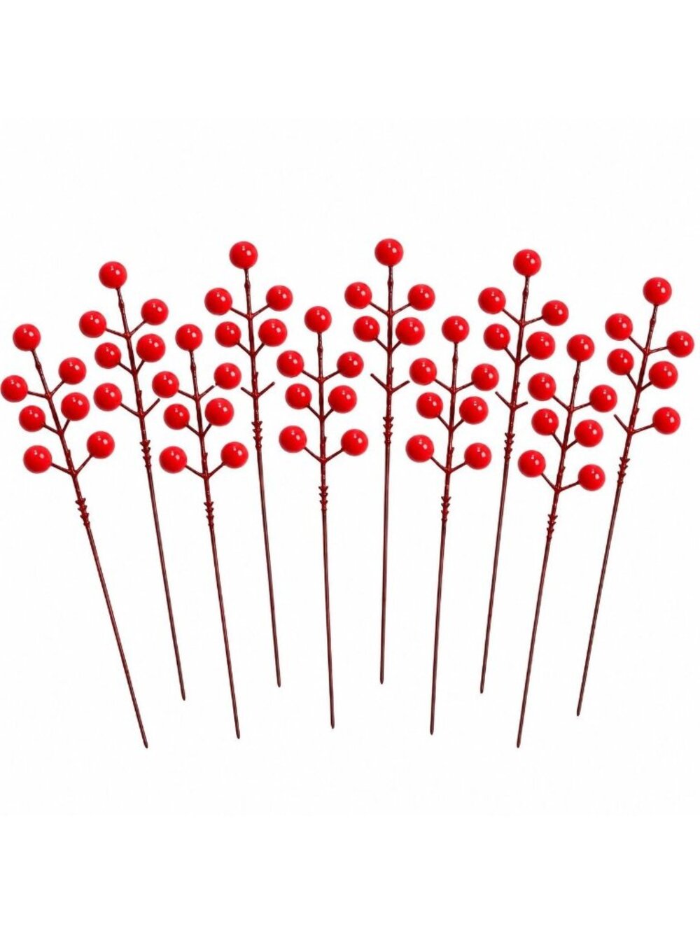 10 Red Berry Picks 8 Inch Artificial Christmas Floral Stems Wreath Garland Decor